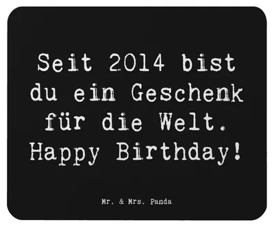 Produktbild von Mr. & Mrs. Panda Mauspad Spruch 2014 Geburtstag Geschenk - Schwarz - Mouse Pad, pc mausunterlage, Alter, für die Welt, Jahrgang, mousematte, Mousepad, besondere Person