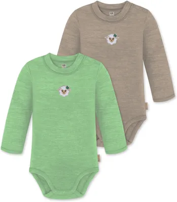 Produktbild von normani 2er Pack Baby Merino Langarmbody