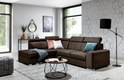 Produktbild von Ecksofa Schlafsofa NOLAN inkl. USB in Stoff Element Dunkelbraun Ottomane Links
