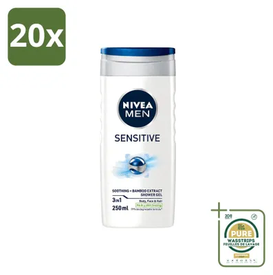 Produktbild von 20 x NIVEA MEN Sensitive Pflegedusche - Hydratisierend - 250 ml - Vorratspackung - 20 Stücke
