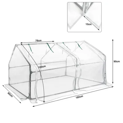 Obrázek produktu pro Skleník 180x90x90cm Malý vnitřní skleník Fóliový skleník na rajčata Pozinkovaná trubka Pěstování rajčat Skleník, bílé pletivo Typ CEEDIR