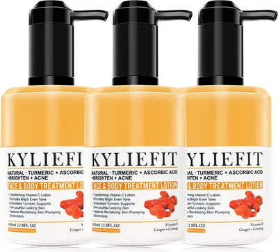 Immagine prodotto di Detergente viso alla curcuma, illuminante, riduzione dell'acne, 3 flaconi di lozione