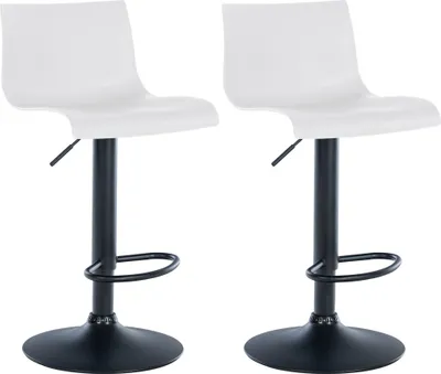 Produktbild von 2er Set Barhocker GEBEL - Kunststoff Weiß 39x36x84 cm | Barstuhl Höhenverstellbar Mit Lehne Drehbar Tresenhocker Tresenstuhl Kneipenhocker