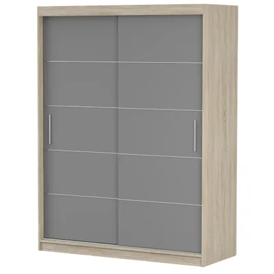 Image de Armoire à portes coulissantes Armoire 150cm Sonoma/gris avec baguettes décoratives Vista 06