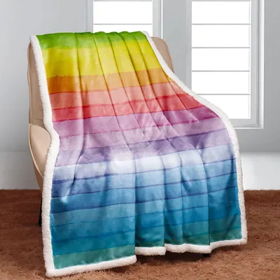 Produktbild von Warme Sherpa Sofadecken, 150 x 200 cm, Buntes Wellenmuster
