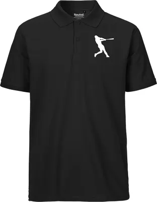 Produktbild von Huuraa Herren Polo Shirt Baseball Silhouette M Black Bio Baumwolle Fairtrade Poloshirt Geschenkidee