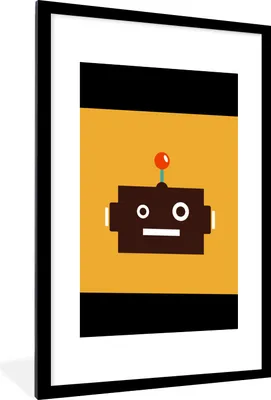 Produktbild von MuchoWow® Gerahmtes Poster Roboter - Gesicht - Antenne - Gelb - Jungen - Kind 60x90 cm - Poster mit Schwarzem Bilderrahmen Wandposter Rahmen Foto Bilder - Dekoration - Wandposter Wohnzimmer - Hochwertig