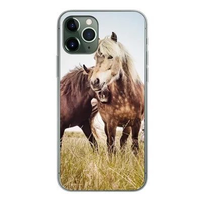 Produktbild von MuchoWow® Handyhülle Schutzhülle Hülle für iPhone 11 Pro Pferde - Gras - Frühling Silikon Softcase Handy Hülle - Handy