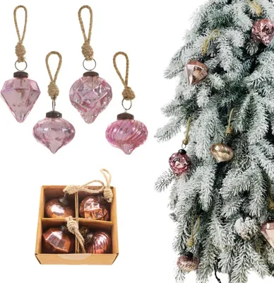 Image de Set de boules roses moulées, 4 pcs. L 5,00 x L 5,00 x H 5,00 cm