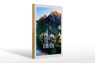 Produktbild von Holzschild Reise 20x30cm Tirol Stadt am Wasser Gebirge