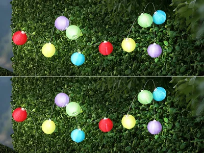 Produktbild von 2er Set LED Solar Lichterkette Outdoor Lampions bunte Kugeln für Garten, 3 Meter