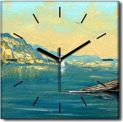 Produktbild von Coloray Uhr auf Leinwand 30x30 cm Wand Uhr Dekoration Wohnzimmer Segeltuch schwarze Hände -Meer-Fischerboot.
