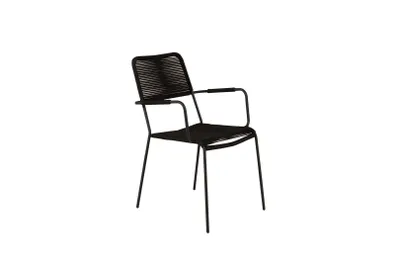 Image de Lindos Chaise de jardin avec accoudoirs empilable, noir.