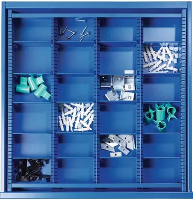 Produktbild von Schubladenunterteilungsmaterial BK 600 Front-H.100mm 3 Längs-/20 Querteiler