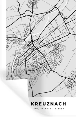 Produktbild von MuchoWow® Wandtattoo Wandsticker Wandaufkleber Stadtplan - Bad Kreuznach - Karte - Deutschland 60x90 cm Selbstklebend und Repositionierbar - Sticker - Dekorfolie