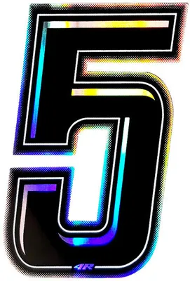 Image de Autocollant numéro de course pour moto "5" Slim noir 100 mm