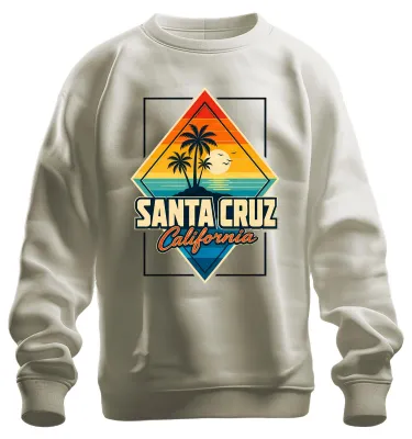 Imagen del producto de Sudadera retro vintage de Santa Cruz, California, con motivos de surf y atardecer. Talla M