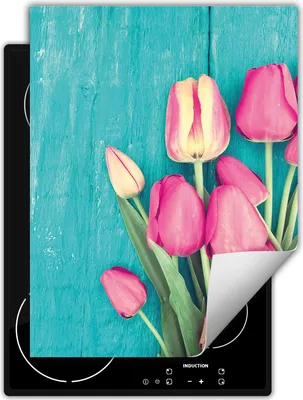Produktbild von DarHaus Herdabdeckplatte Einteilig Küche Abdeckplatte für Glaskeramikfeld Abdeckung Induktionskochfeld Aufrollbare Matte 40x52 cm, türkis - Holz - Tulpen