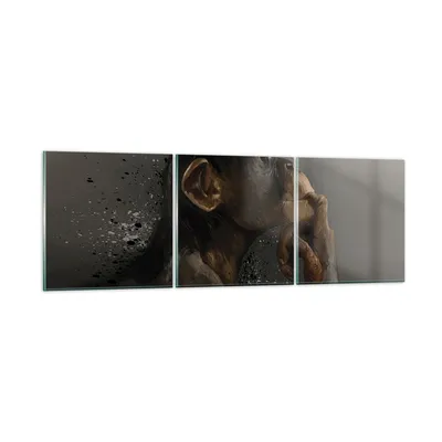 Produktbild von Bilder auf glas - 3 Teile - Schimpanse Porträt Grafik - 90x30cm - Glasbilder - Wandbilder - Bilder - zum Aufhängen bereit - Wanddekoration aus Glas - Glas Bilder - Wandbild auf Glas - GCA90x30-4676