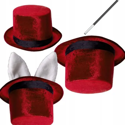 Image de Kraszek Chapeau haut-de-forme Magicien Rouge Élégant Costume