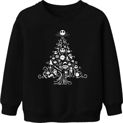 Produktbild von Nightmare before Christmas Weihnachtsbaum - Weihnachten Weihnachtsgeschenk Uni Kinder Weihnachtspullover, Schwarz, 152