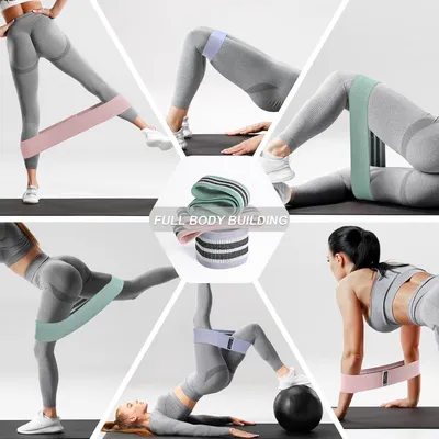 Produktbild von Set aus 3 Widerstandsbändern für Beine und Gesäß, Trainingsbänder für Workouts, Pilates und Yoga