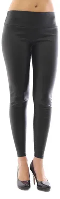 Produktbild von New Leggings lang Kunstleder Treggings wie Leder Matt hoher Bund Schwarz XXXL