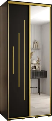 Produktbild von MEBLE KRYSPOL Davos 13 Schrank, zwei Türen - 235,2x100x60 cm - Schwarz Schwarz Gold