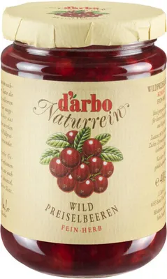 A jar of Darbo Wildpreiselbeeren Kompott.