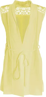Produktbild von BEZLIT Mädchen Cardigan mit Spitze und Schleifen Gürtel Gelb 104