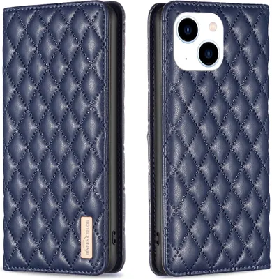 Produktbild von iPhone 15 Plus Hülle, Elegant Bookstyle Flip Leder Kartenfächer Schutzhülle mit Ständer für iPhone 15 Plus Blau