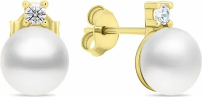 Zdjęcie produktu dla Eleganckie pozłacane kolczyki z prawdziwymi perłami EA597Y