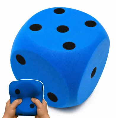 Produktbild von XXL-Schaumstoffwürfel Blau 15 cm - Weicher Jumbo-Augenwürfel für Spielspaß drinnen & draußen - Kinderfreundliches Wurfspielzeug