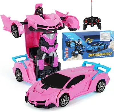 Zdjęcie produktu dla Auto Robot 2w1 Samochód Sterowany RC Światło Dźwięk Pilot Różowy