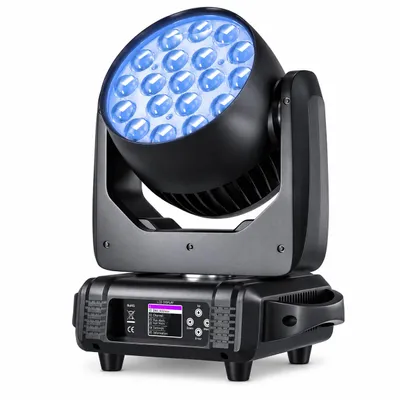 Produktbild von Profi RGBW Moving Head Wash 19x15W LED Zoom DMX512 Bühnenlicht 5°-60° für DJ Disco Bühne Club Hochzeit, KI-generiertes Bild