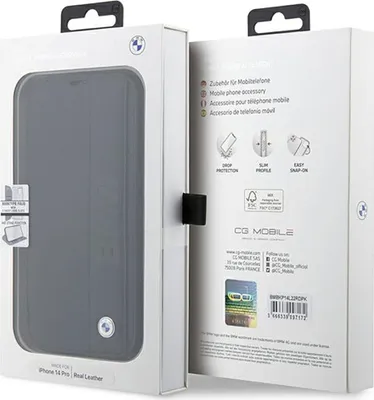 Zdjęcie produktu dla BMW, etui ochronne do iPhone'a 14 Pro Folio BMW, czarne