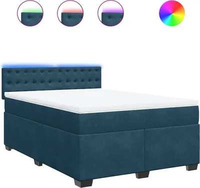 Produktbild von vidaXL Boxspringbett mit Matratze Blau 140x200 cm Samt