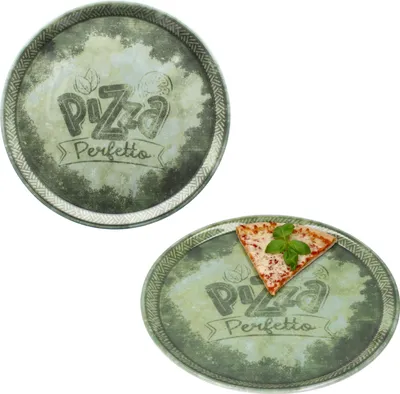 Produktbild von 2x Perfetto Pizzateller Grün Ø 31,5 cm 2 Personen Porzellan Pizza Servier-Platte