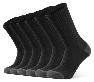 Productafbeelding van Heren sportkousen, 6 paar, katoen, met padding, ademend, geschikt voor wandelen, trekking, hardlopen, paardrijden, maat 43-46, zwart