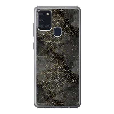 Produktbild von MuchoWow® Handyhülle Schutzhülle Hülle für Samsung Galaxy A21s Marmor - Schwarz - Gold - Geometrie Silikon Softcase Handy Hülle - Hartschale