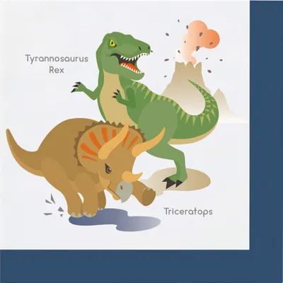 Immagine prodotto di 1 confezione di tovaglioli Happy Dinosaur Dino colorati 20 pezzi a 2 veli