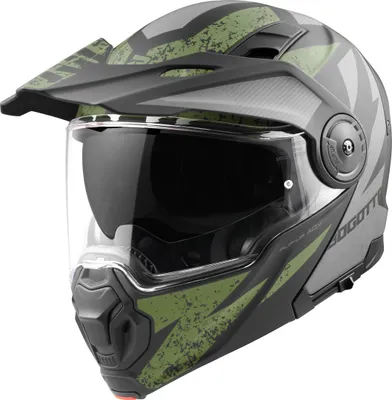 Immagine prodotto di Casco modulare Bogotto FG-102 Safari in fibra di vetro per enduro, nero opaco/grigio/verde, taglia S