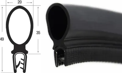 Produktbild von DO33 - PVC/ EPDM Kantenschutz Dichtungs Profil Gummi Dichtung oben - Klemmbereich 2 - 4 mm