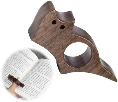 Productafbeelding van Walnoothouten bescherming voor de vingers, bescherming met ring, handgemaakt leesband voor boekenliefhebbers (bruin, 25 mm)