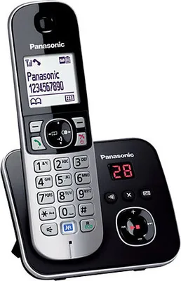 Produktbild von Panasonic KX-TG6824GB, DECT-Telefon, 120 Eintragungen, Anrufer-Identifikation, Schwarz, Silber