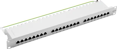 Produktbild von ProfiPatch Cat.6 Patchpanel Verteilerfeld 24 Port Patchfeld RJ45 geschirmt Rackeinbau 1HE grau