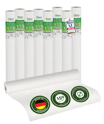 Produktbild von Glattvlies Vliestapete weiß – Renoviervlies Untertapete 8er Set, 8 x 25,00 m x 1,00 m, 150g/m², überstreichbar, rissüberbrückend, formstabil – Veluxis