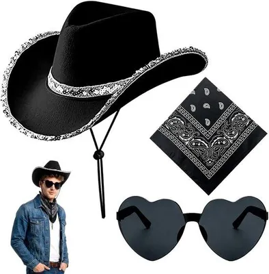 Produktbild von Cowboy Hüte - Erwachsene - Schwarz - Perfekt für Halloween und Karneval - ShopFlot