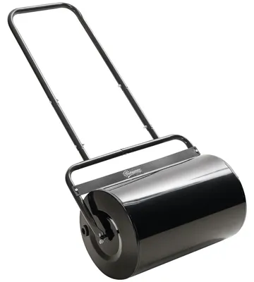 Productafbeelding van Gazonroller met U-vormig handvat, tuinroller, 32 cm diameter, 38 liter water/62 kg zand, metaal, zwart, 58 x 32,5 x 113 cm