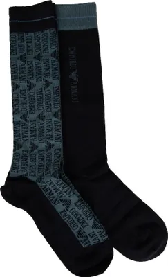 Immagine prodotto di Calza lunga uomo EMPORIO ARMANI 2 paia di calze calzini alte cotone articolo 302301 4F283, OS-SIZE-S/L-MEX CH/G-EU 39/46-UK 5/12-USA 6.5/13.5, Cotone 73%,Poliammide 25%,Spandex 2%
